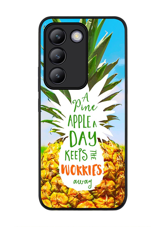Stylizedd Rugged Black edge case for Vivo V30 Lite 5G, Slim fit Soft Case Flexible Rubber Edges Anti Drop TPU Gel Thin Cover -  Pineapple A Day - Image 1