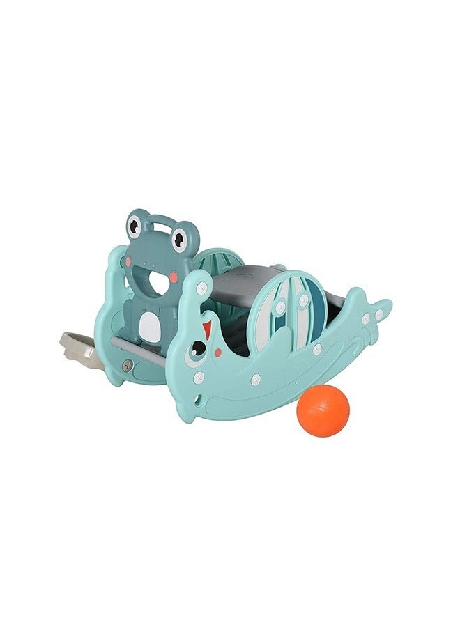 FULL JOY Multifunctional Foldable Frog  Rocking Chair Toy with  Dolphin Baby Slide And Basket Ball Stand - Image 1