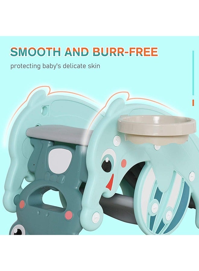 FULL JOY Multifunctional Foldable Frog  Rocking Chair Toy with  Dolphin Baby Slide And Basket Ball Stand - Image 4