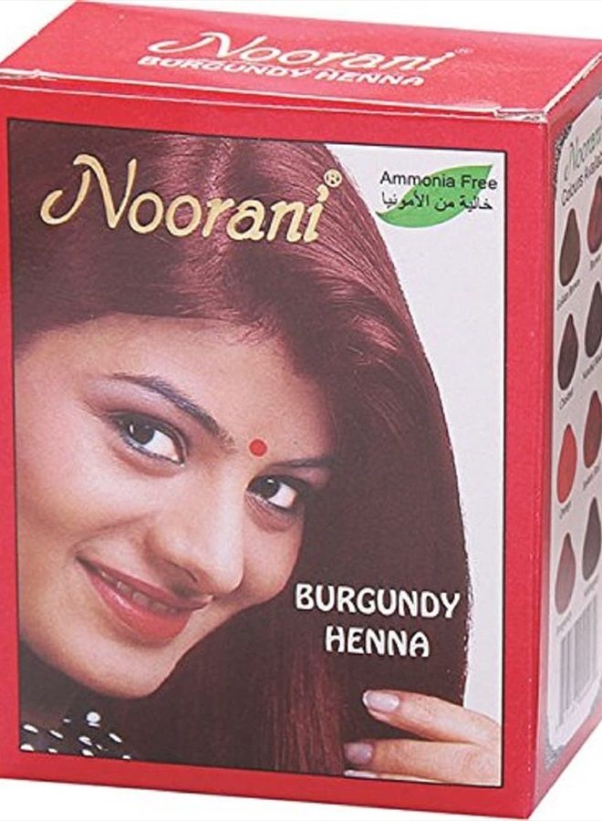 Noorani Henna Based Hair Color and Herbal Powder (6 Pouch x 10g), BURGUNDY HENNA)  - Image 1