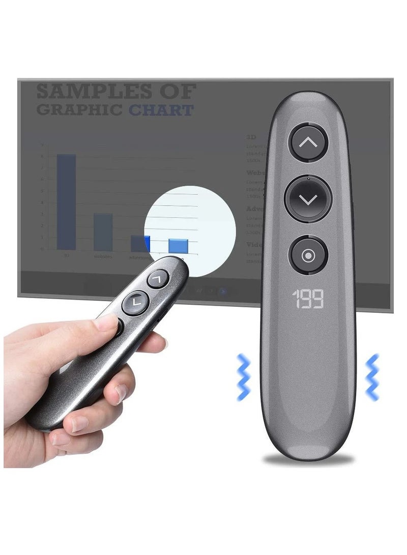 H100 Wireless Presenter Lighting Magnifying Laser Pen Projector Timer LED Digital Pointer USB Rechargeable Mouse Presentation Clicker - Image 2