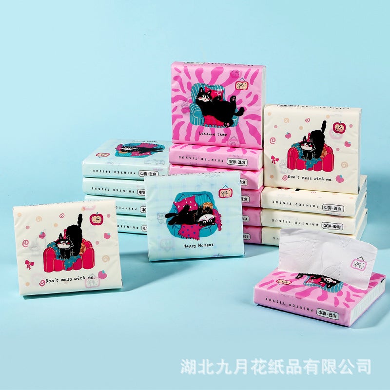 30 Pack Portable Printed Paper Towels Raw Wood Pulp Wet Water Drawable Paper Students Children Flexible Cartoon Artistic Facial Tissue - Image 5