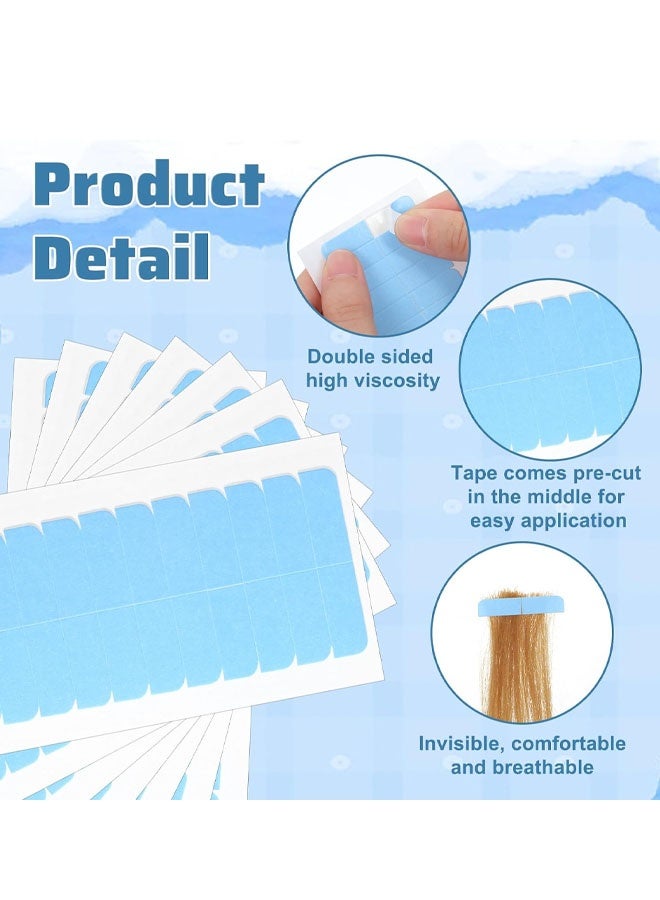 120 قطعة من شريط وصلات الشعر ذو الوجهين، شريط لاصق بديل لوصلات الشعر، شريط لاصق للشعر البشري، شريط بديل لوصلات الشعر المستعار، أدوات تجميل شريط الشعر المستعار (أزرق) - Image 3
