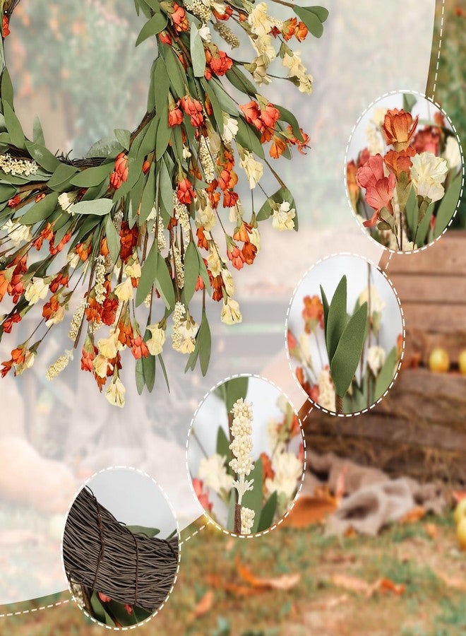 CHEAWRTZ 24 inch Fall Wreaths for Front Door Outside Fall Door Wreath Fall Decorations for Home Decor Autumn Wreath for Fall Front Porch Thanksgiving Harvest Halloween Farmhouse Outdoor Indoors Window Wall - Image 3