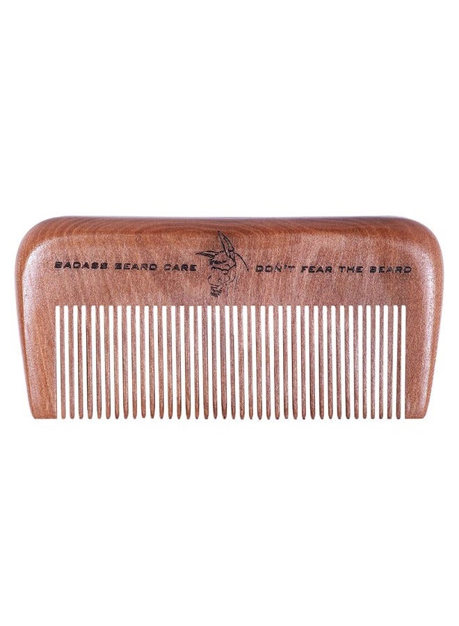 Badass Beard Care مشط لحية خشبي للرجال - أسنان دقيقة، مضاد للكهرباء الساكنة - Image 1