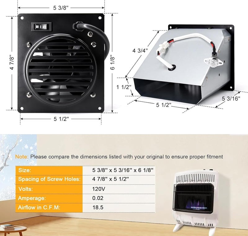 Criditpid F299201 Blower Fan Kit for M-r- Heater 20,000-30,000 BTU Vent-Free Wall Heaters (2016-Present), F299201 Vent-Free Blower Fan Kit for M-r- Heater Propane, Natural Gas 30000 BTU Heaters. - Image 2