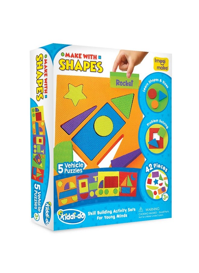 Imagimake Makes With Shapes | Vehicles Theme | Shapes For Kids 3 Years | Educational Toys For 3+ Year Old | Toddler Activity Toys | Building Blocks | Birthday Gift For Girls & Boys  - Image 2