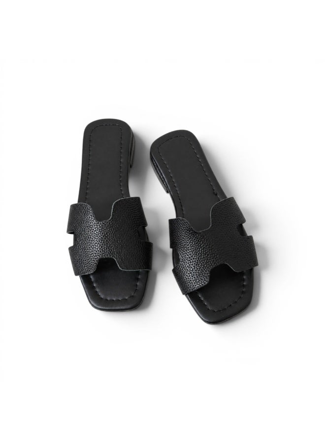 LIFESTYLISH Slippers flat leather Stylish with the - SL-230 - Black - Image 2