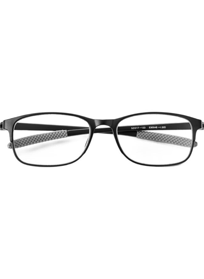 Sunset Red Reading Glasses For Men And Women, Anti-Blue Light, Fashionable Large Frame, Lightweight Presbyopic Glasses E9004 Black 100 Degrees - Image 2