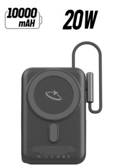 PB03 MagCharge 10K Power Bank 20W with Dual Built-in USB-C Cable, Mini Display, and Fast-Charge MagSafe Functionality