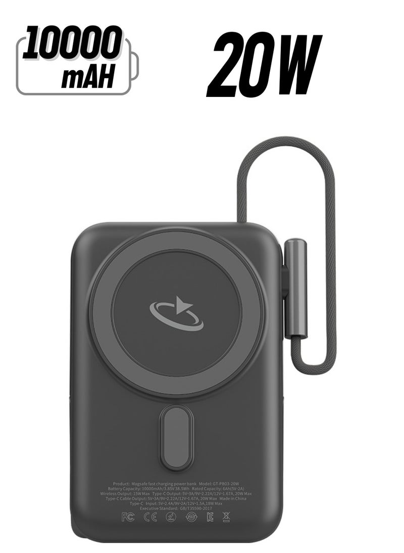 Goaltage - PB03 MagCharge 10K Power Bank 20W with Dual Built-in USB-C Cable, Mini Display, and Fast-Charge MagSafe Functionality - Image 1