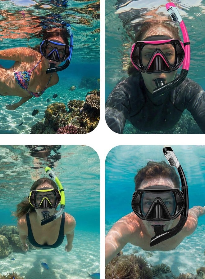 DIPUKI Snorkel mask Snorkeling Set for Adults and Youth, Diving mask and Full Dry Snorkel Swim Googles is Suitable for Snorkeling, Dive Scuba Diving, Swimming (Black+Pink（2 Set）) - Image 2