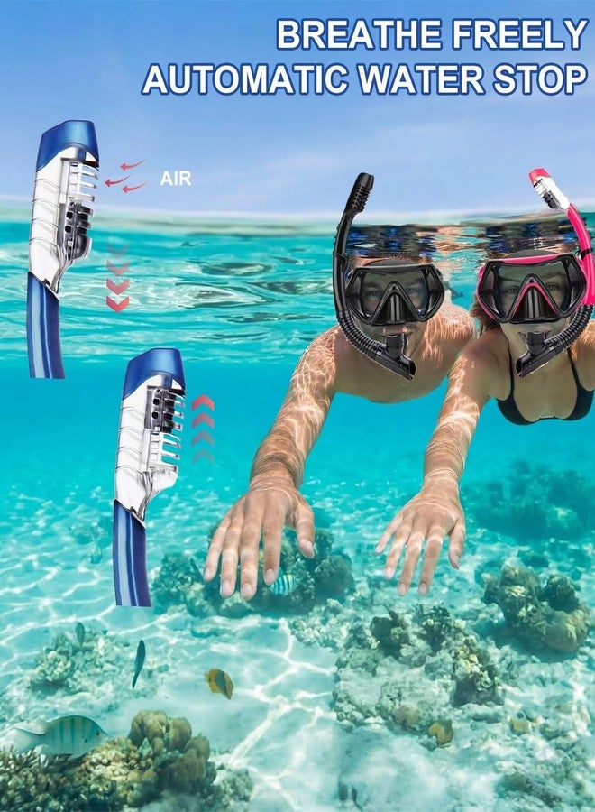 DIPUKI Snorkel mask Snorkeling Set for Adults and Youth, Diving mask and Full Dry Snorkel Swim Googles is Suitable for Snorkeling, Dive Scuba Diving, Swimming (Black+Pink（2 Set）) - Image 5