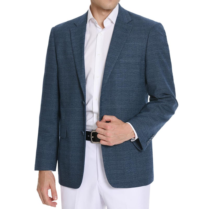 P&L Men's Classic Fit Houndstooth Blazer Sport Coat 2 Button Casual Jacket for Business, Party & Travel Medium Blue - Image 1