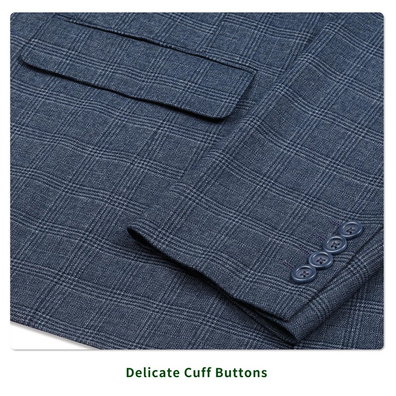 P&L Men's Classic Fit Houndstooth Blazer Sport Coat 2 Button Casual Jacket for Business, Party & Travel Medium Blue - Image 3