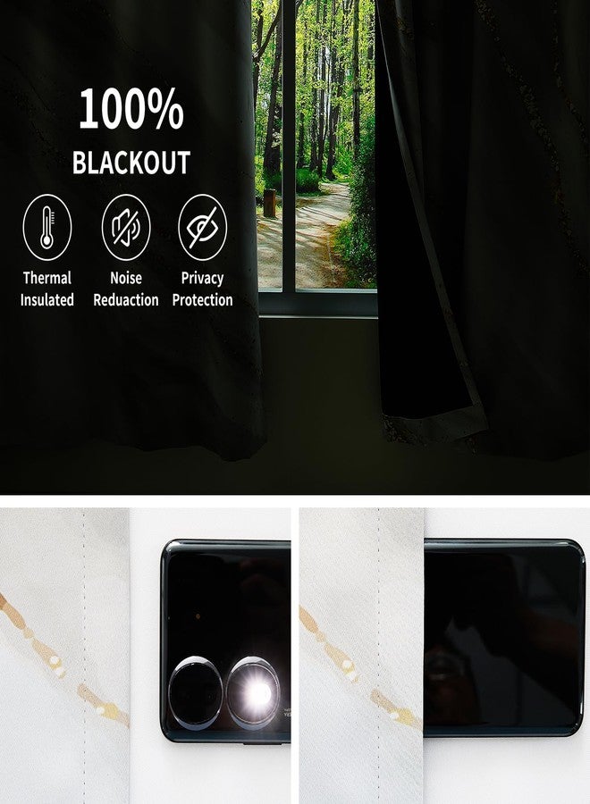 DASHAN White Gold Marble Blackout Curtains for Bedroom 84 inch Long 2 Panels Elegant Luxury Window Curtains for Living Room Grey Beige Room Darkening Curtains Window Treatment Drapes 52Wx84L - Image 5