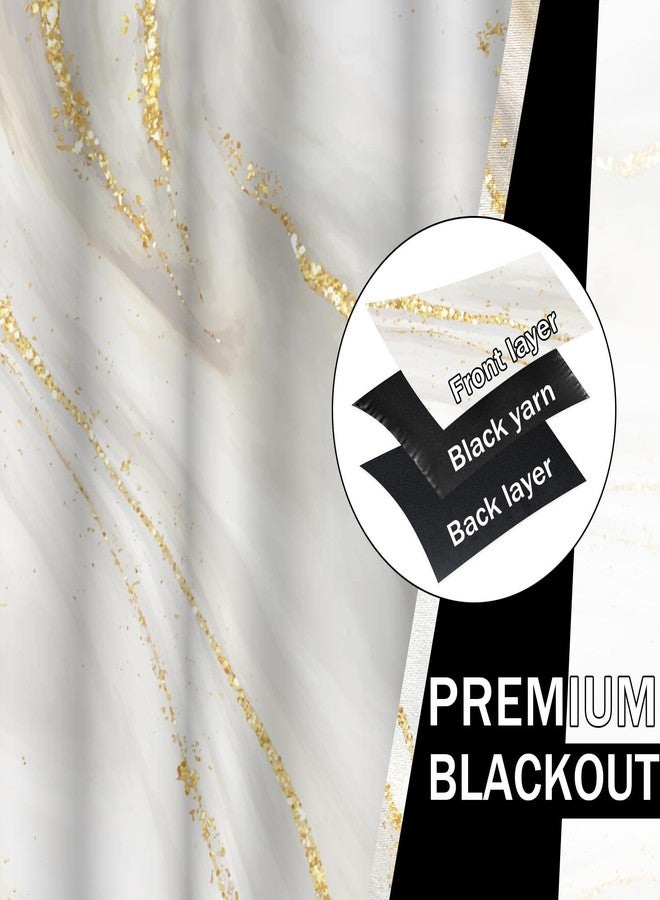 DASHAN White Gold Marble Blackout Curtains for Bedroom 84 inch Long 2 Panels Elegant Luxury Window Curtains for Living Room Grey Beige Room Darkening Curtains Window Treatment Drapes 52Wx84L - Image 3