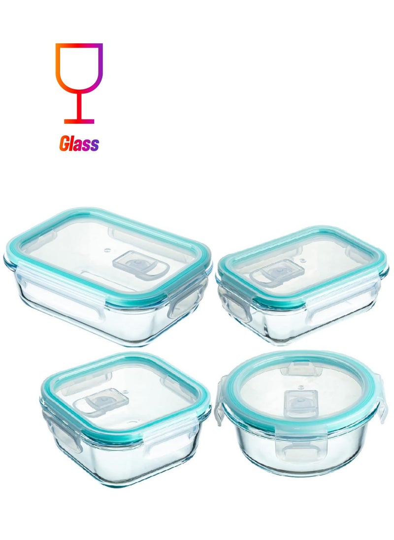 TYCOM Glass Meal Prep Containers (4 pcs Mixed) - Glass Food Storage Containers with Lids, Glass Lunch Box, Portion Control, Airtight, Glass Bento Box Lunch Containers- 4P  - Image 1