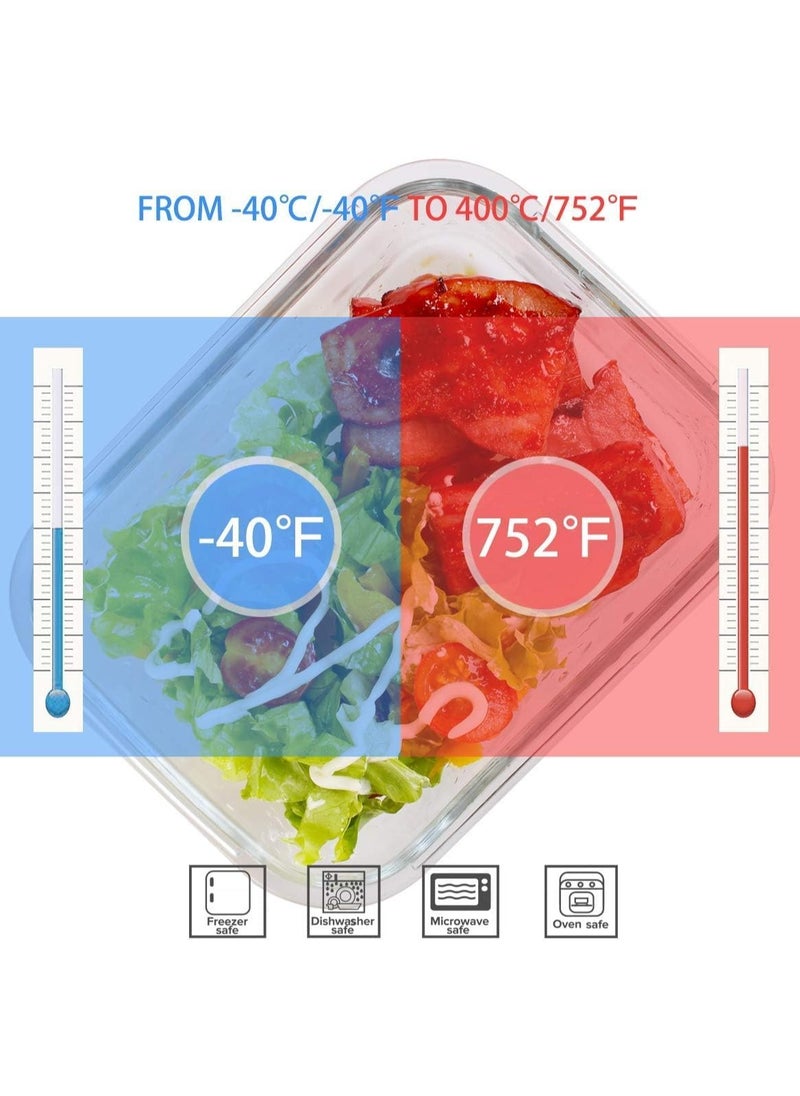 TYCOM Glass Meal Prep Containers (4 pcs Mixed) - Glass Food Storage Containers with Lids, Glass Lunch Box, Portion Control, Airtight, Glass Bento Box Lunch Containers- 4P  - Image 4