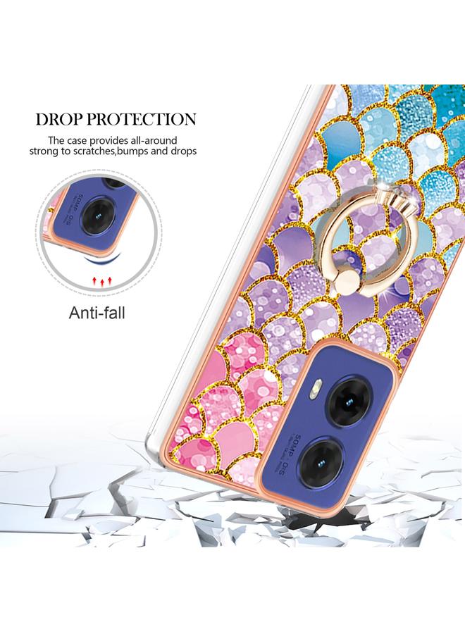 S-TOP Case For Motorola Moto G85 Electroplating Pattern IMD TPU Shockproof Case with Rhinestone Ring Holder - Image 4