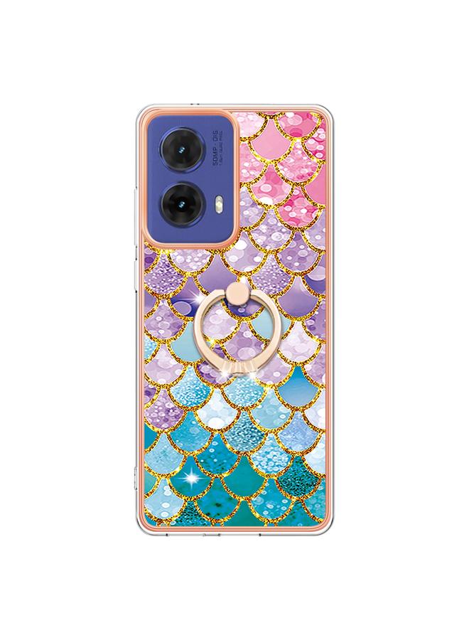 S-TOP Case For Motorola Moto G85 Electroplating Pattern IMD TPU Shockproof Case with Rhinestone Ring Holder - Image 2