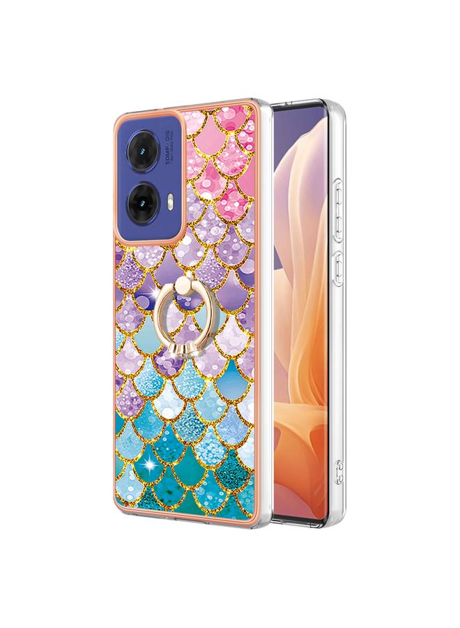 S-TOP Case For Motorola Moto G85 Electroplating Pattern IMD TPU Shockproof Case with Rhinestone Ring Holder - Image 1