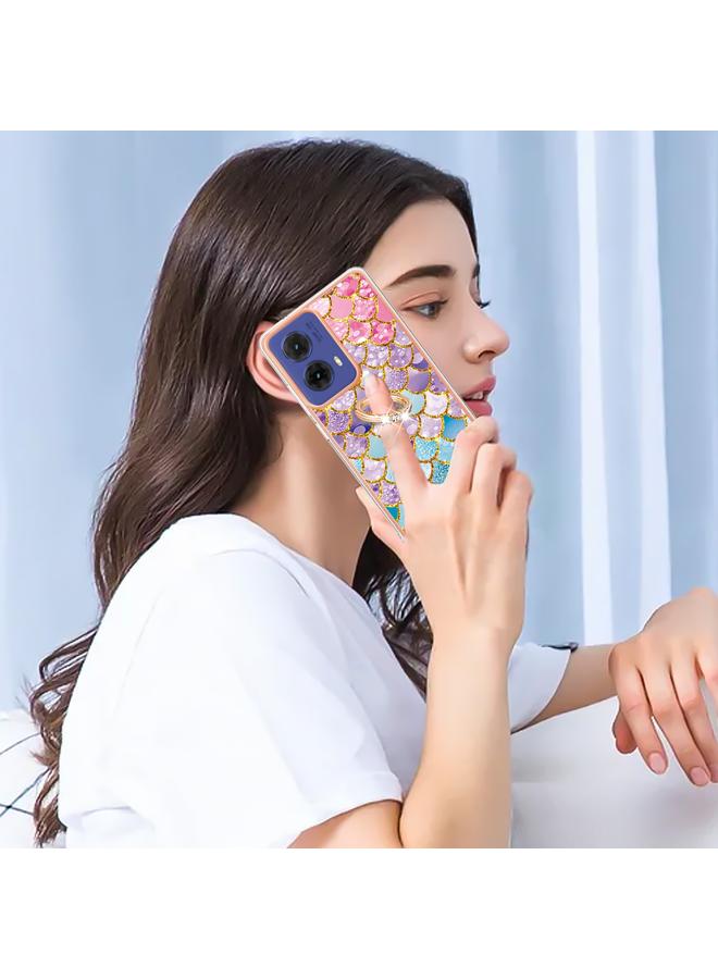 S-TOP Case For Motorola Moto G85 Electroplating Pattern IMD TPU Shockproof Case with Rhinestone Ring Holder - Image 5