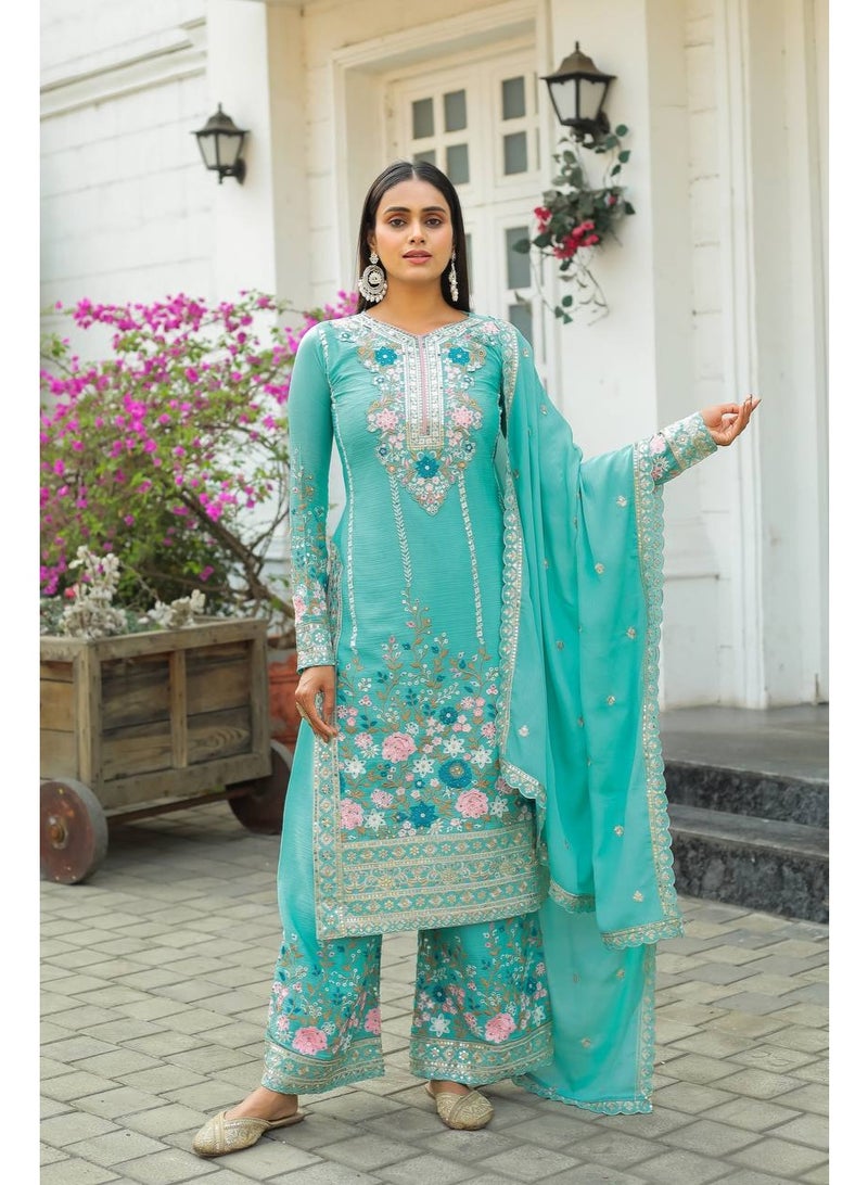 Super Asian Designer Heavy Silk salwar kamez Set with Embroidery, Diamond & Hand Work – Premium Festive Wear  - Image 1