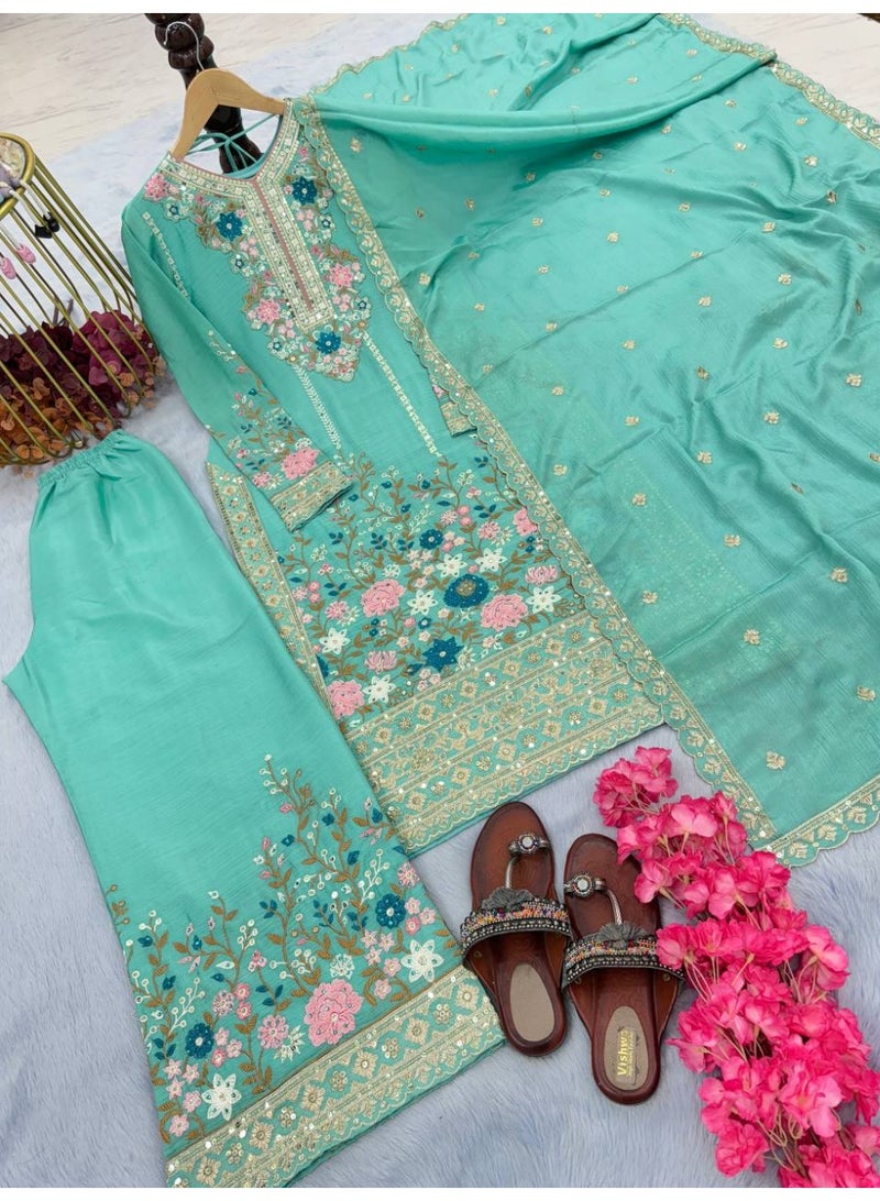 Super Asian Designer Heavy Silk salwar kamez Set with Embroidery, Diamond & Hand Work – Premium Festive Wear  - Image 3