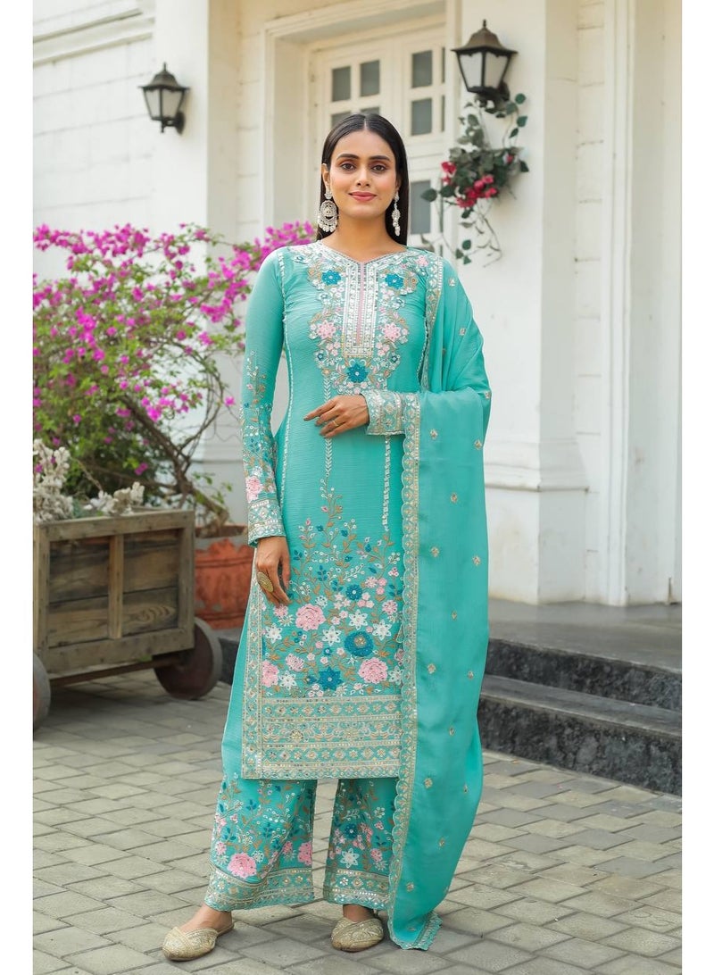 Super Asian Designer Heavy Silk salwar kamez Set with Embroidery, Diamond & Hand Work – Premium Festive Wear  - Image 4