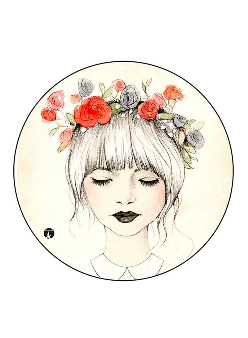 RKN Woman Printed Mouse Pad  Round  Multicolour