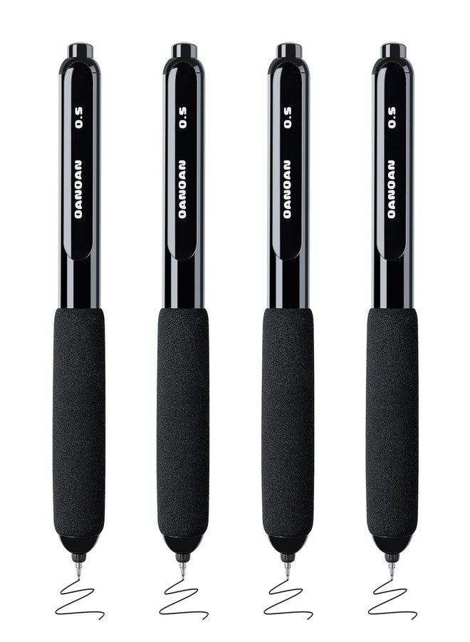 BAYTORY 4Pcs Retractable Gel Pens, Quick Dry Black Ink 0.5mm Fine Point Pen, Comfortable Grip Smooth Writing for Journaling, School Office Supplies (Black) - Image 1