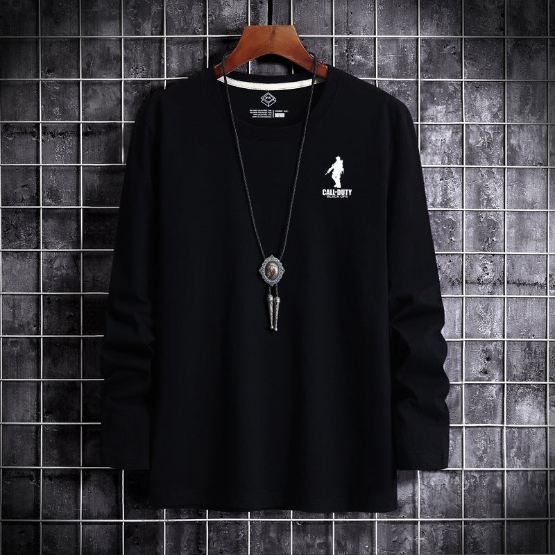 2025 Autumn Long Sleeve T-Shirt Men'S Top Youth Base Layer Korean Style Slim Fit Trendy Printed Round Neck Long Sleeve T-Shirt - Image 3