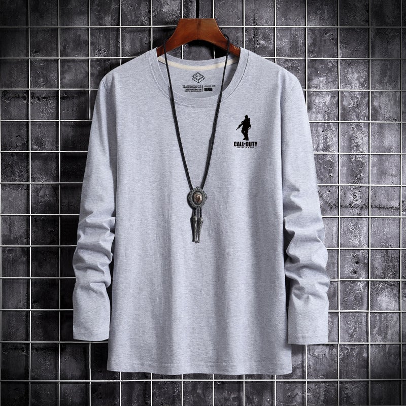 2025 Autumn Long Sleeve T-Shirt Men'S Top Youth Base Layer Korean Style Slim Fit Trendy Printed Round Neck Long Sleeve T-Shirt - Image 4