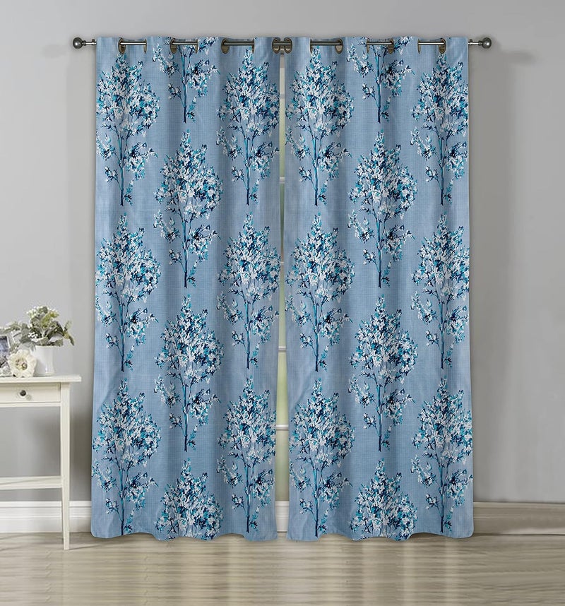 Jiyansh Dcor 6Ft Curtains for Window Set of 2 New Tree Design Panels and Drapes for Decoration Curtains for Living Room Kitchen HallAqua Blue Tree 4 x 6 Feet  - Image 3