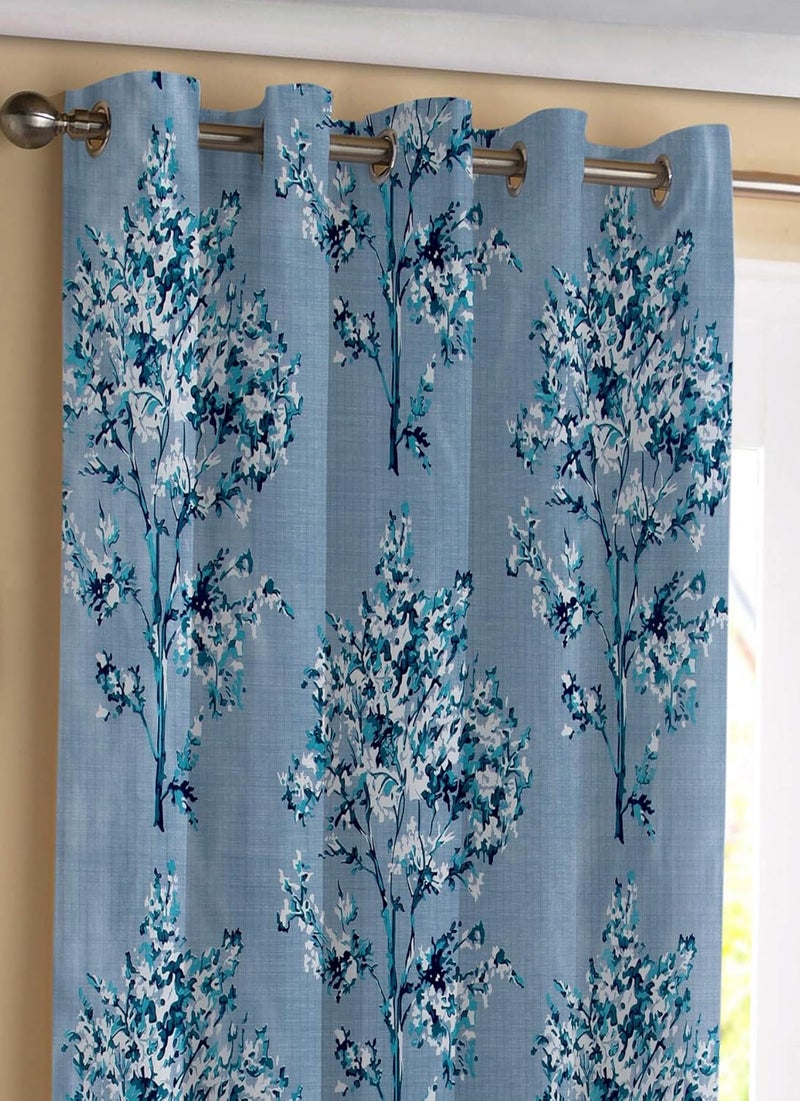 Jiyansh Dcor 6Ft Curtains for Window Set of 2 New Tree Design Panels and Drapes for Decoration Curtains for Living Room Kitchen HallAqua Blue Tree 4 x 6 Feet  - Image 1