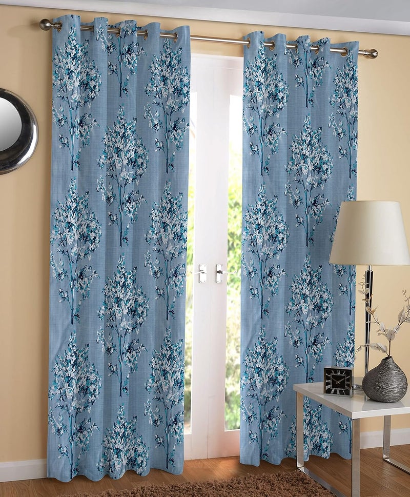 Jiyansh Dcor 6Ft Curtains for Window Set of 2 New Tree Design Panels and Drapes for Decoration Curtains for Living Room Kitchen HallAqua Blue Tree 4 x 6 Feet  - Image 2