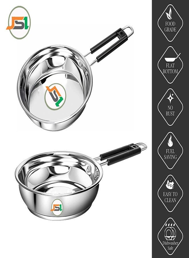 JSI Stainless Steel Heavy Guage Fry Pan with Silicon Handle I 1200 ML I Induction & Gastove Compatible with TRIPLY Base I Saute Pan for Kitchen (1200 ML) - Image 4