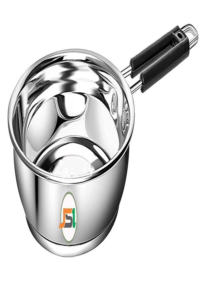 JSI Stainless Steel Heavy Guage Fry Pan with Silicon Handle I 1200 ML I Induction & Gastove Compatible with TRIPLY Base I Saute Pan for Kitchen (1200 ML) - Image 1