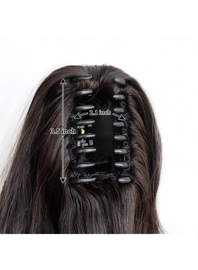 سترايد وصلات شعر ذيل الحصان من StrRid، وصلات شعر ذيل الحصان بمشبك مخلب، ذيل حصان مموج بطول 22 بوصة، شعر مستعار مجعد صناعي، قطع شعر يومية للنساء، 6 أونصة - بني داكن - Image 5