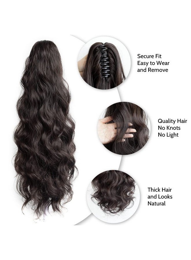 سترايد وصلات شعر ذيل الحصان من StrRid، وصلات شعر ذيل الحصان بمشبك مخلب، ذيل حصان مموج بطول 22 بوصة، شعر مستعار مجعد صناعي، قطع شعر يومية للنساء، 6 أونصة - بني داكن - Image 4