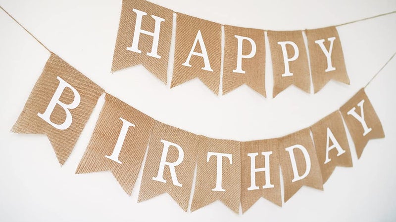 CROWNOS Happy Birthday Bannner Pre Strung Burlap Happy Birthday Sign For Birthday Party Decorations - Image 3