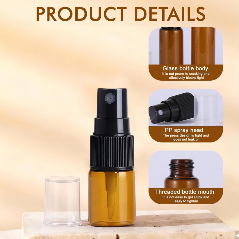 UPSTORE 12Pcs 5ml/0.17oz Glass Spray Bottles Empty Refillable Fine Mist Spray Bottle Dispenser with Cap Essential Oil Liquid Containers Jar for Perfume - Image 3