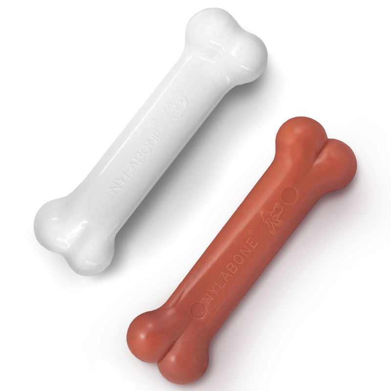 Nylabone Original Bone Power Chew Toy for Dogs, Durable Dog Toys for Aggressive Chewers, Basted Blast Bacon & Chicken Flavor, Medium - Up to 35 lbs, 2 Pack - Image 1