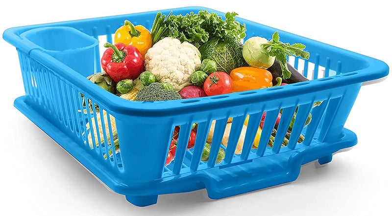 Floraware FI Unbreakable Kitchen Sink Dish Drying Corner Dish Drainer and Drying Rack for Kitchen Blue - Image 2