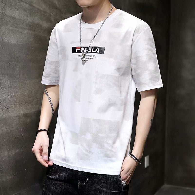 Summer New Men's Graffiti Short-sleeved Student Loose Large Size Round Neck Camouflage T-Shirt Instagram Popular Couple Top - Image 4