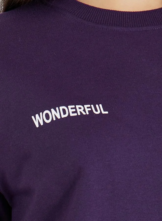 Styli Regular Fit Longline Slogan Sweatshirt