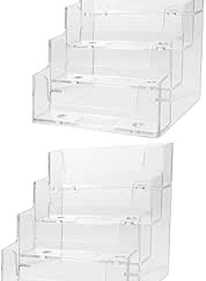 Desktop Business Card Holder Organizer 4 Compartments Black 2 Pieces Office Trading Display - Image 1