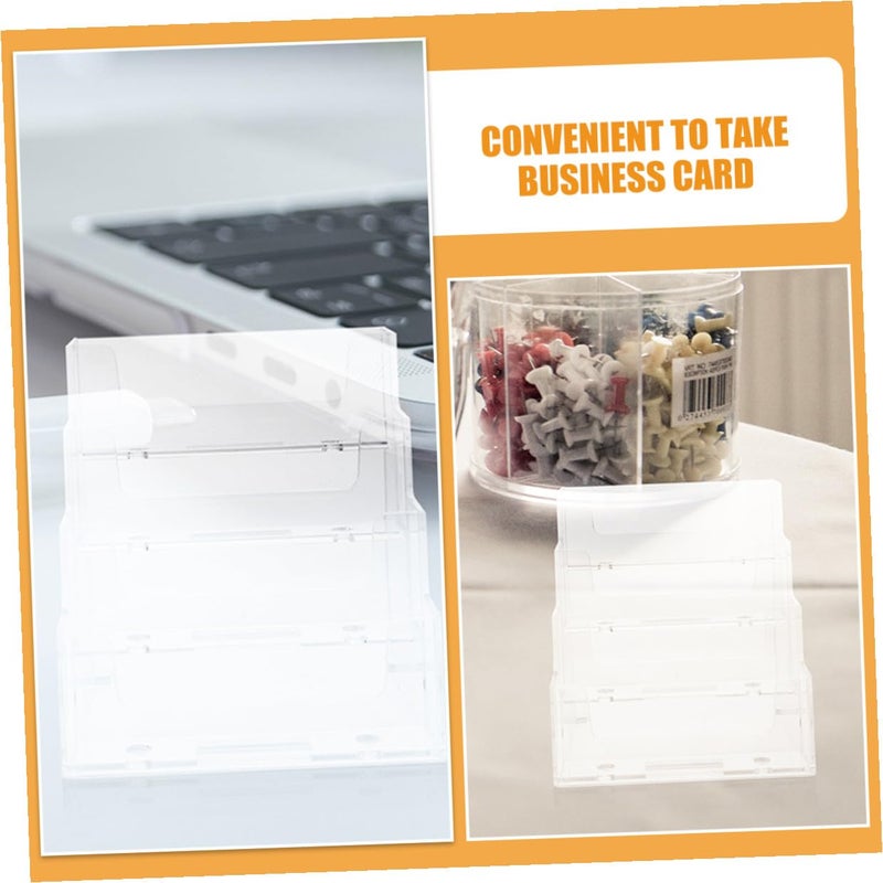 Desktop Business Card Holder Organizer 4 Compartments Black 2 Pieces Office Trading Display - Image 5