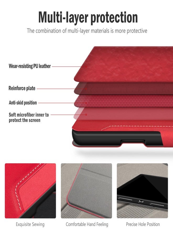 Antbox for iPad Pro 11 Inch Case (M4) 2024, Built-in Pencil Holder, Fully Supports Pencil Pro/USB-C, Auto Sleep/Wake Function Vegan Leather (Red) - Image 4